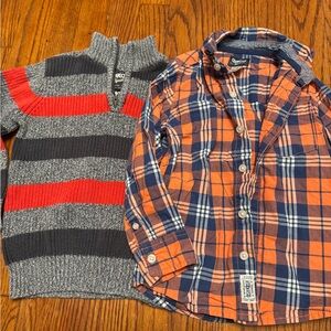 Boys 5 5T Lot of 2 Osh Kosh. Sweater & Button Down Long Sleeve zip up